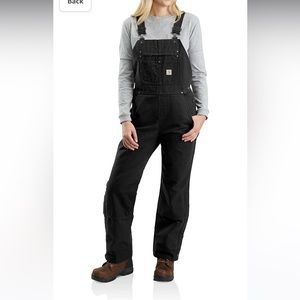NWT carhartt womens xxl washed duck bib overall insulated black